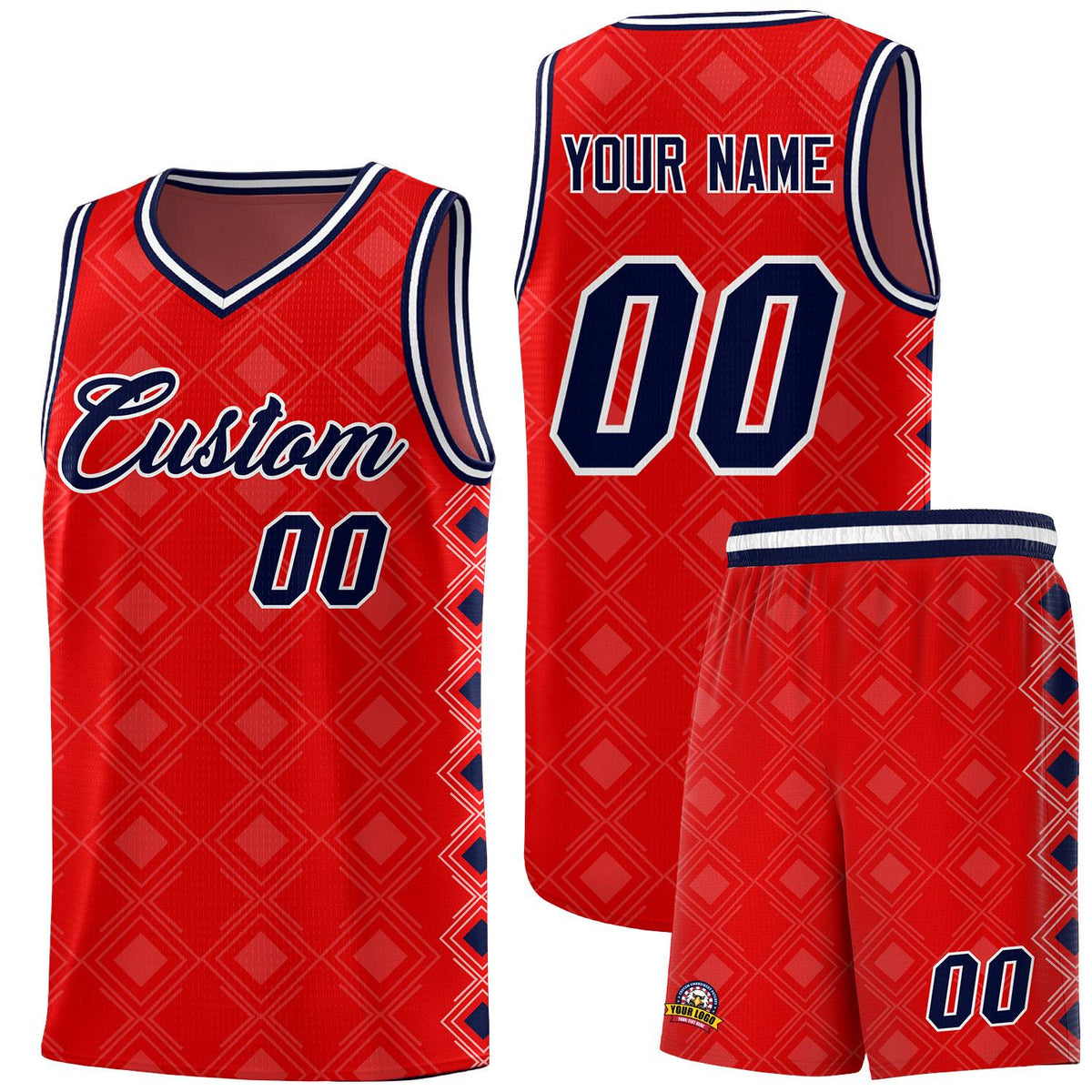Custom Red Side Blocks Sports Uniform Basketball Jersey|KXKSHOP