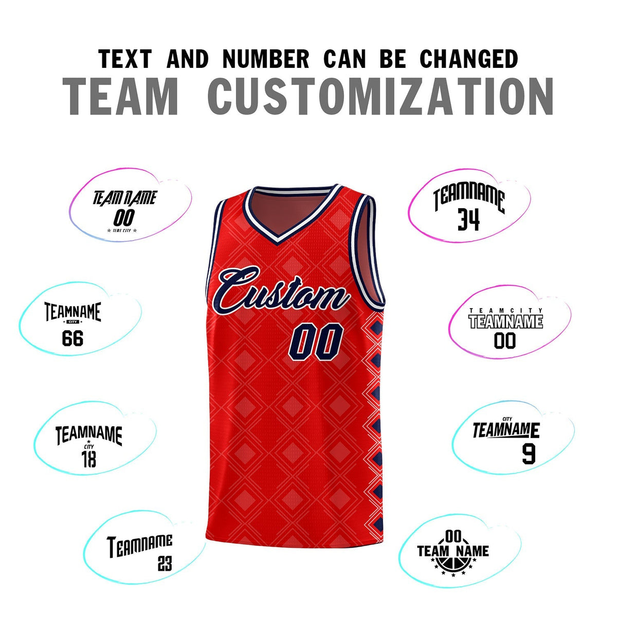 Custom Red Side Blocks Sports Uniform Basketball Jersey|KXKSHOP