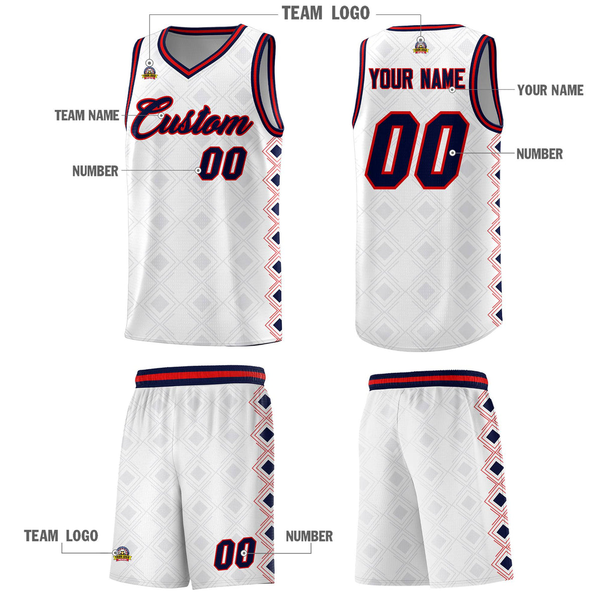 Custom White Side Blocks Sports Uniform Basketball Jersey|KXKSHOP