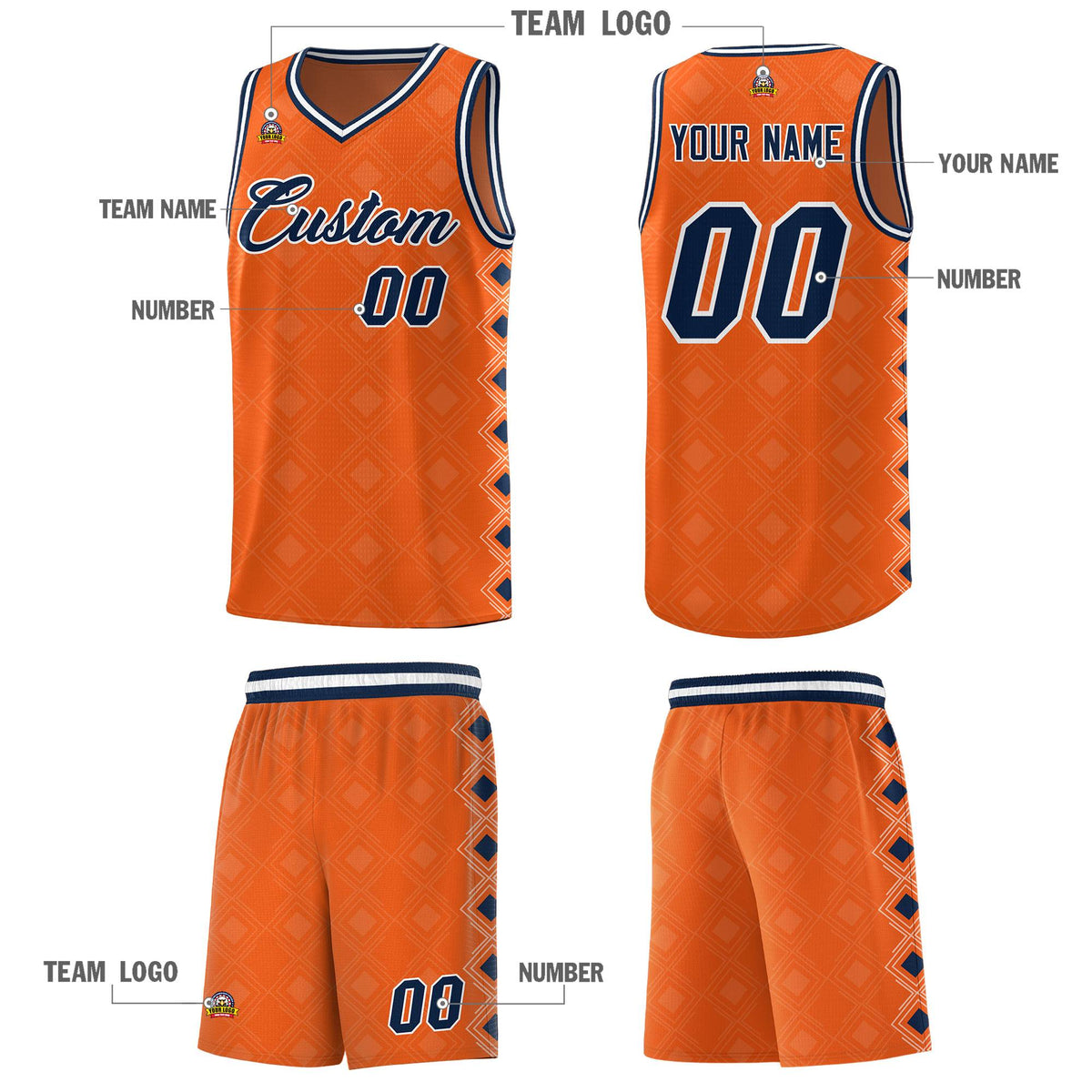 Custom Orange Side Blocks Sports Uniform Basketball Jersey|KXKSHOP
