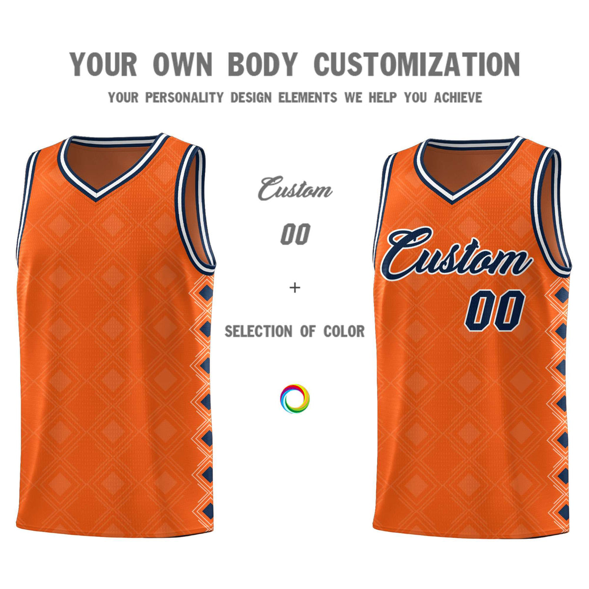 Custom Orange Side Blocks Sports Uniform Basketball Jersey|KXKSHOP