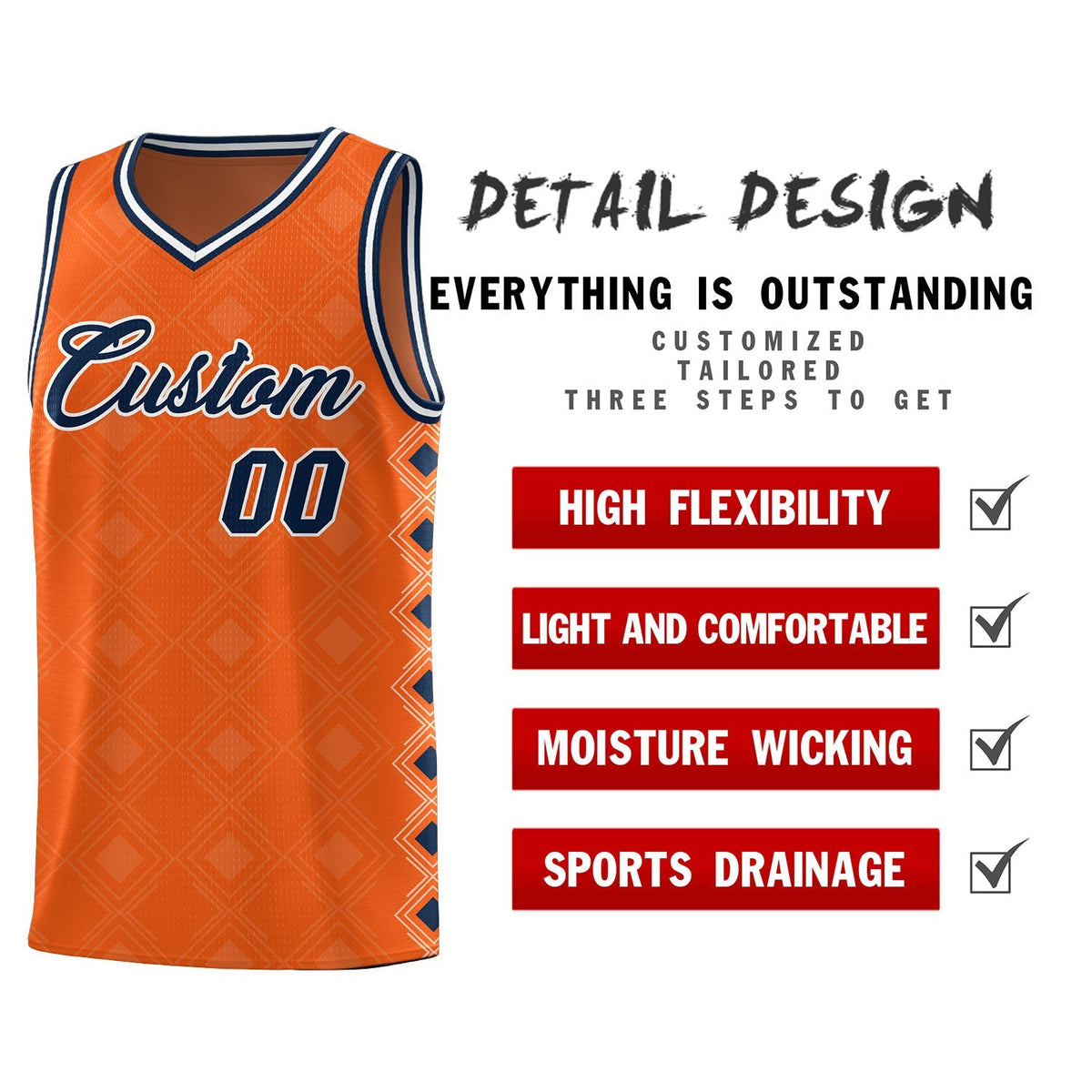Custom Orange Side Blocks Sports Uniform Basketball Jersey|KXKSHOP