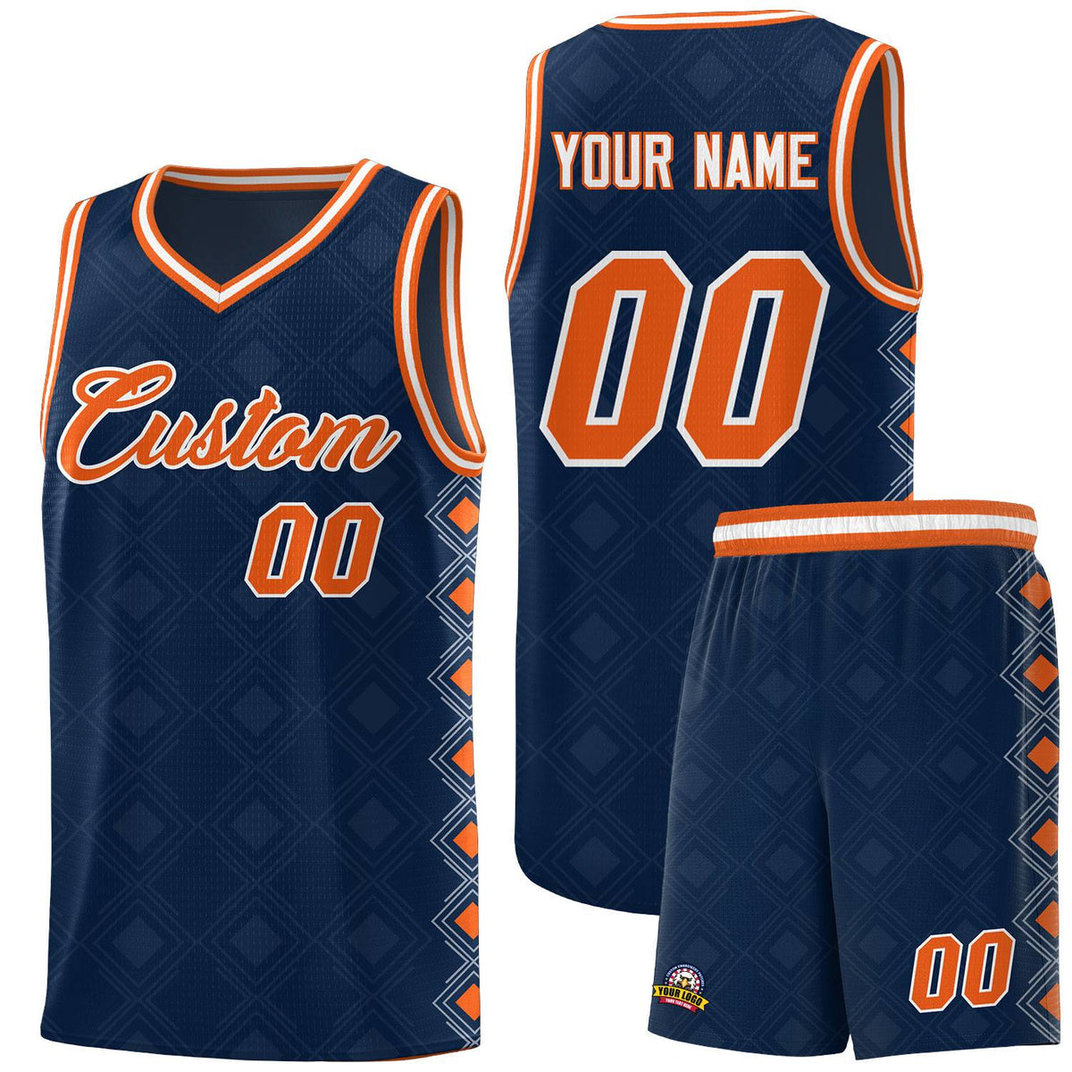 Custom Navy Side Blocks Sports Uniform Basketball Jersey|KXKSHOP