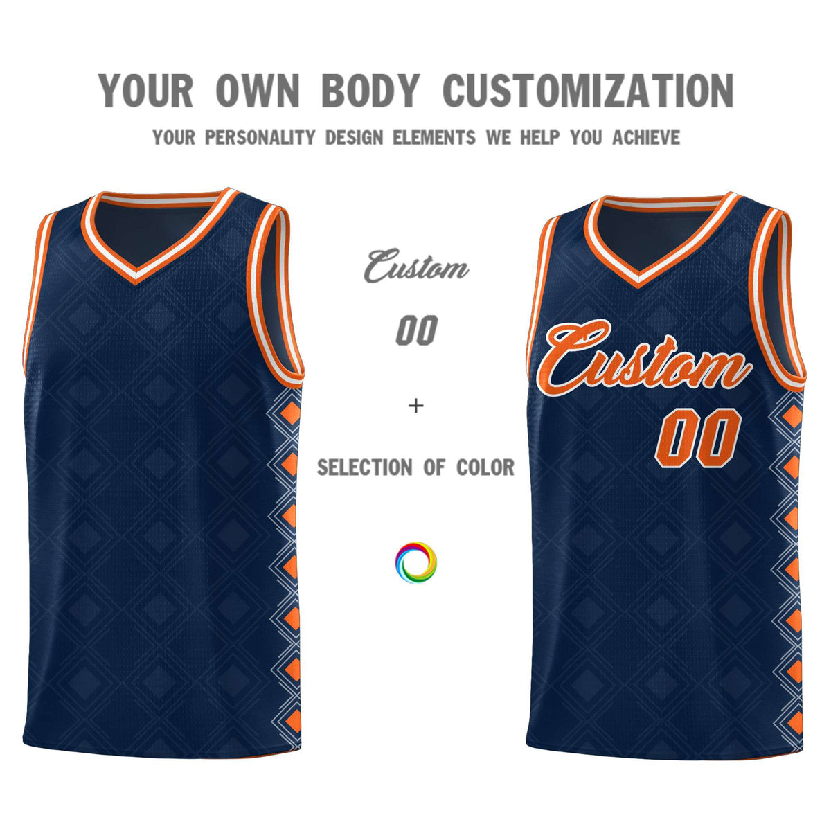 Custom Navy Side Blocks Sports Uniform Basketball Jersey|KXKSHOP