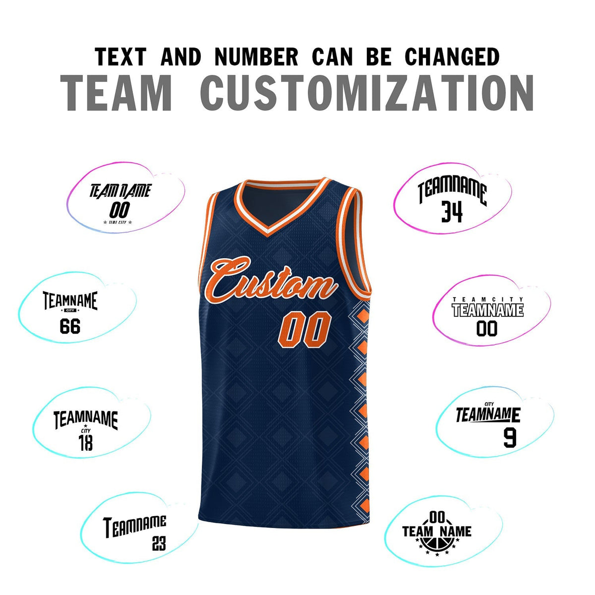 Custom Navy Side Blocks Sports Uniform Basketball Jersey|KXKSHOP