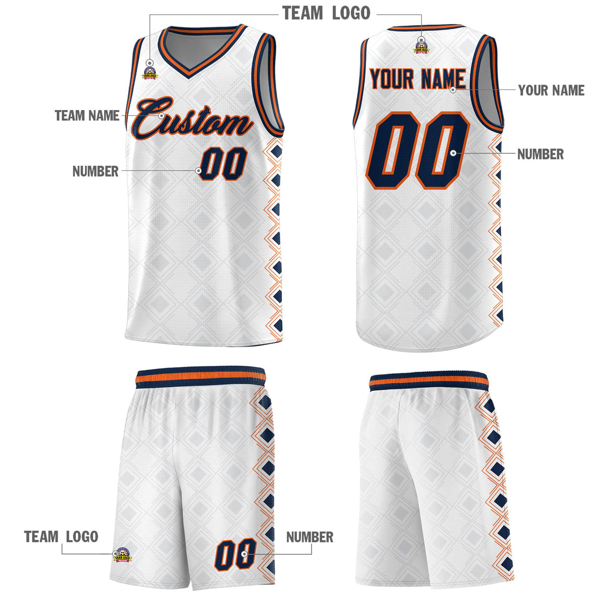 Custom White Side Blocks Sports Uniform Basketball Jersey|KXKSHOP