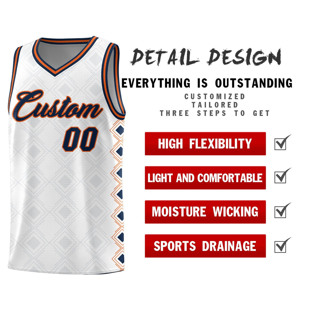 Custom White Side Blocks Sports Uniform Basketball Jersey|KXKSHOP