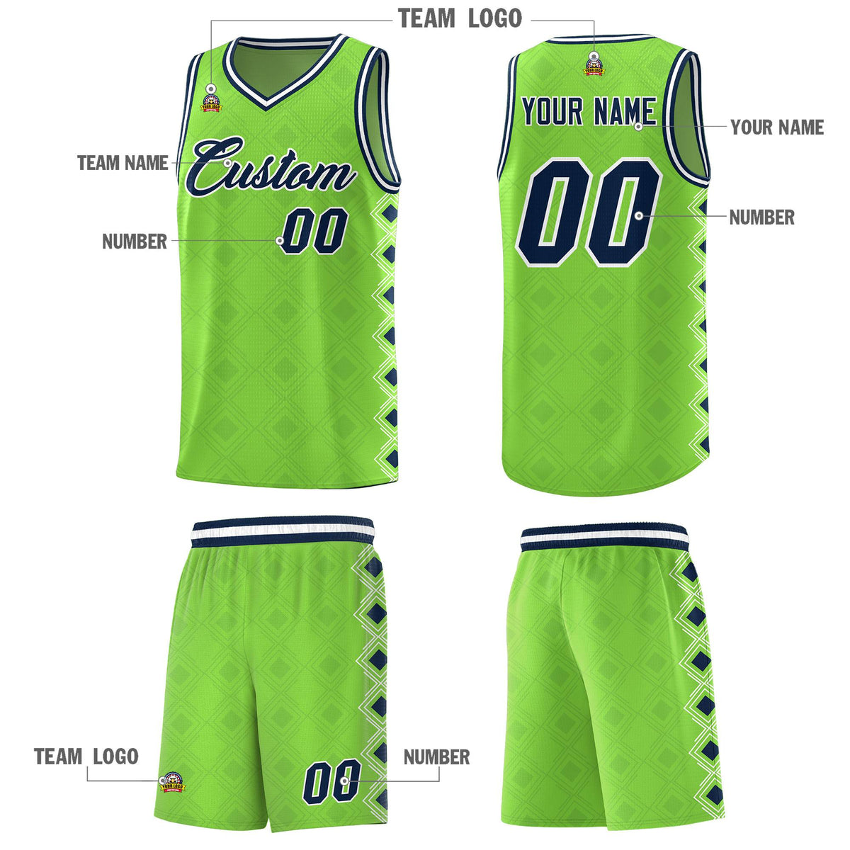 Custom Neon Green Side Blocks Sports Uniform Basketball Jersey|KXKSHOP