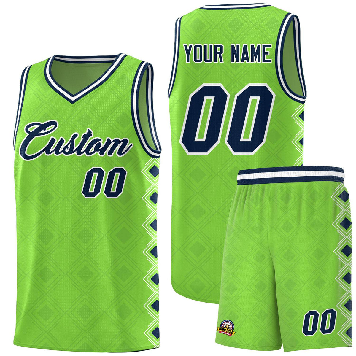 Custom Neon Green Side Blocks Sports Uniform Basketball Jersey|KXKSHOP