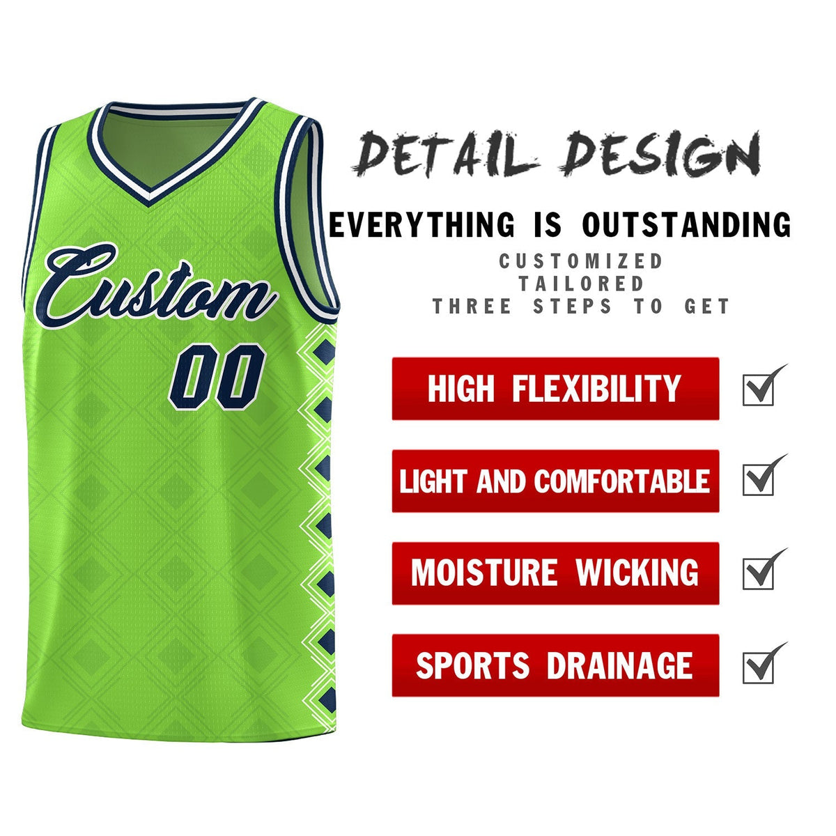 Custom Neon Green Side Blocks Sports Uniform Basketball Jersey|KXKSHOP