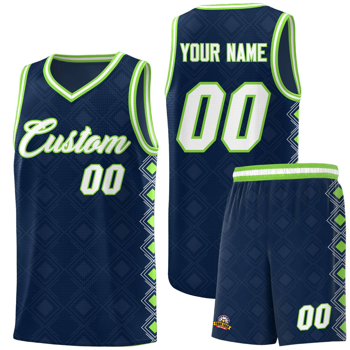 Custom Navy Side Blocks Sports Uniform Basketball Jersey|KXKSHOP