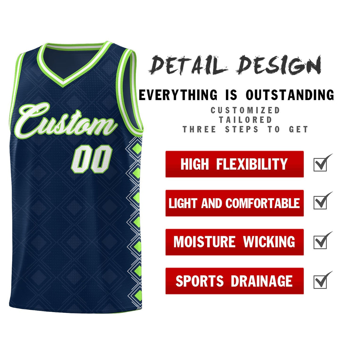 Custom Navy Side Blocks Sports Uniform Basketball Jersey|KXKSHOP