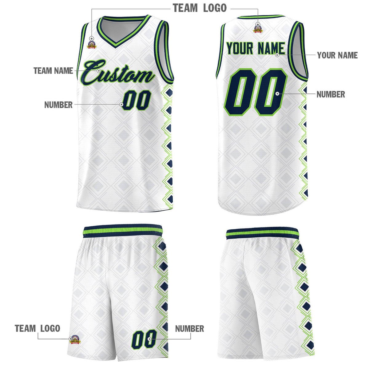 Custom White Side Blocks Sports Uniform Basketball Jersey|KXKSHOP