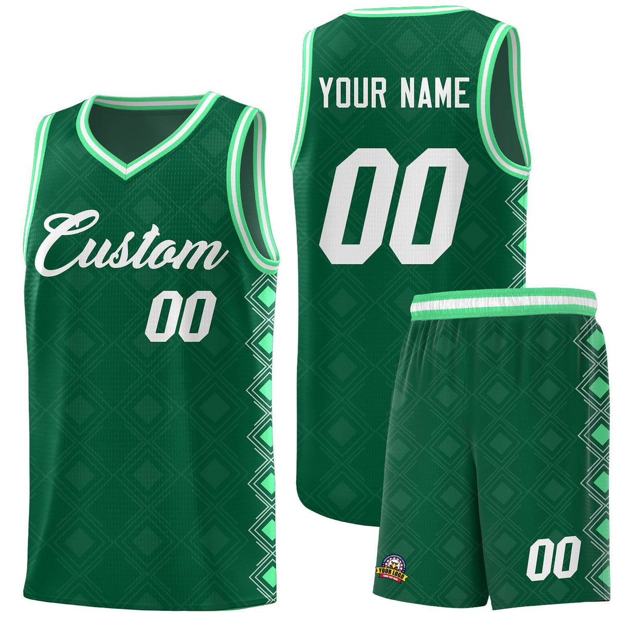 Custom Kelly Green Side Blocks Sports Uniform Basketball Jersey|KXKSHOP