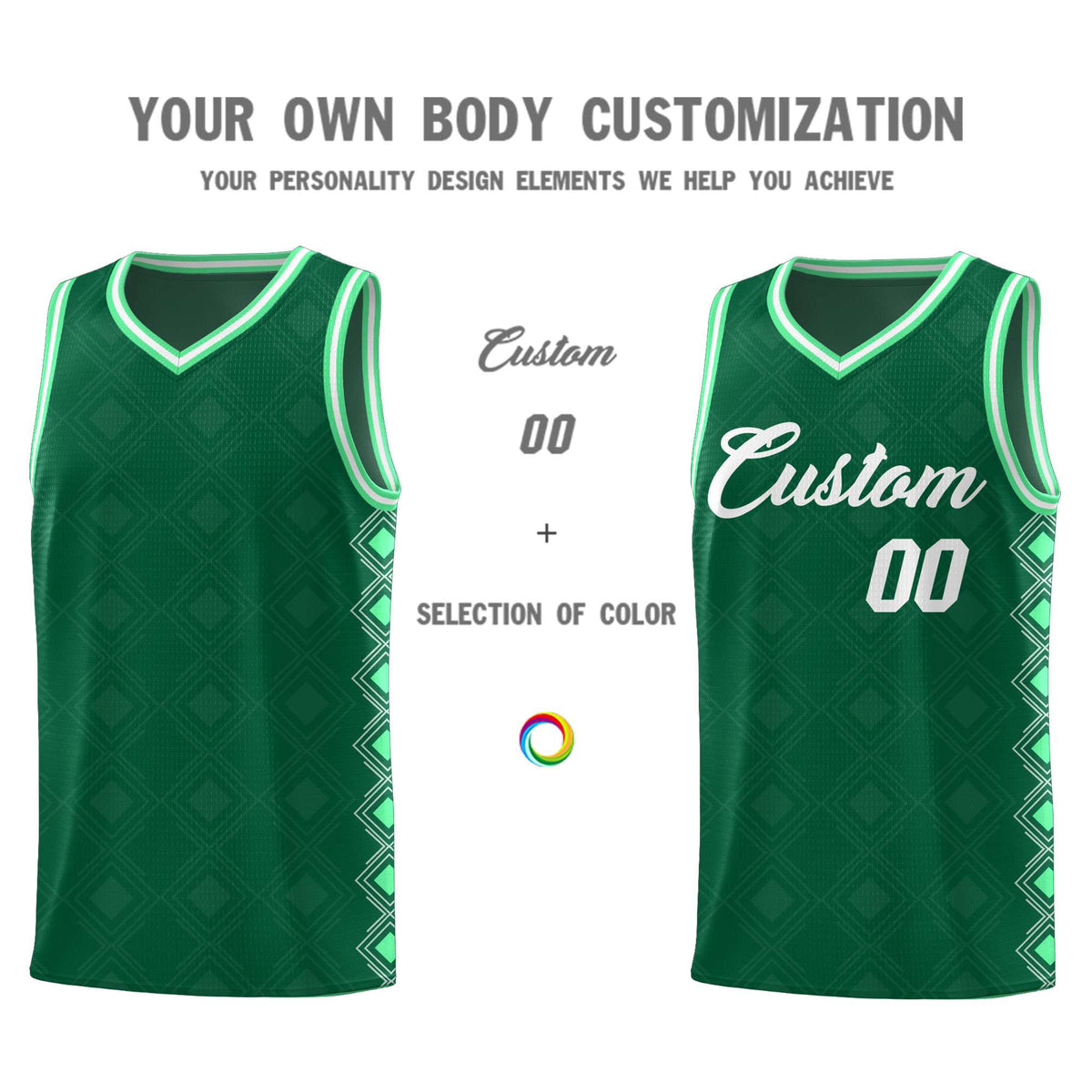 Custom Kelly Green Side Blocks Sports Uniform Basketball Jersey|KXKSHOP
