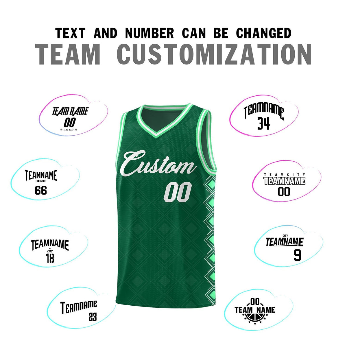 Custom Kelly Green Side Blocks Sports Uniform Basketball Jersey|KXKSHOP