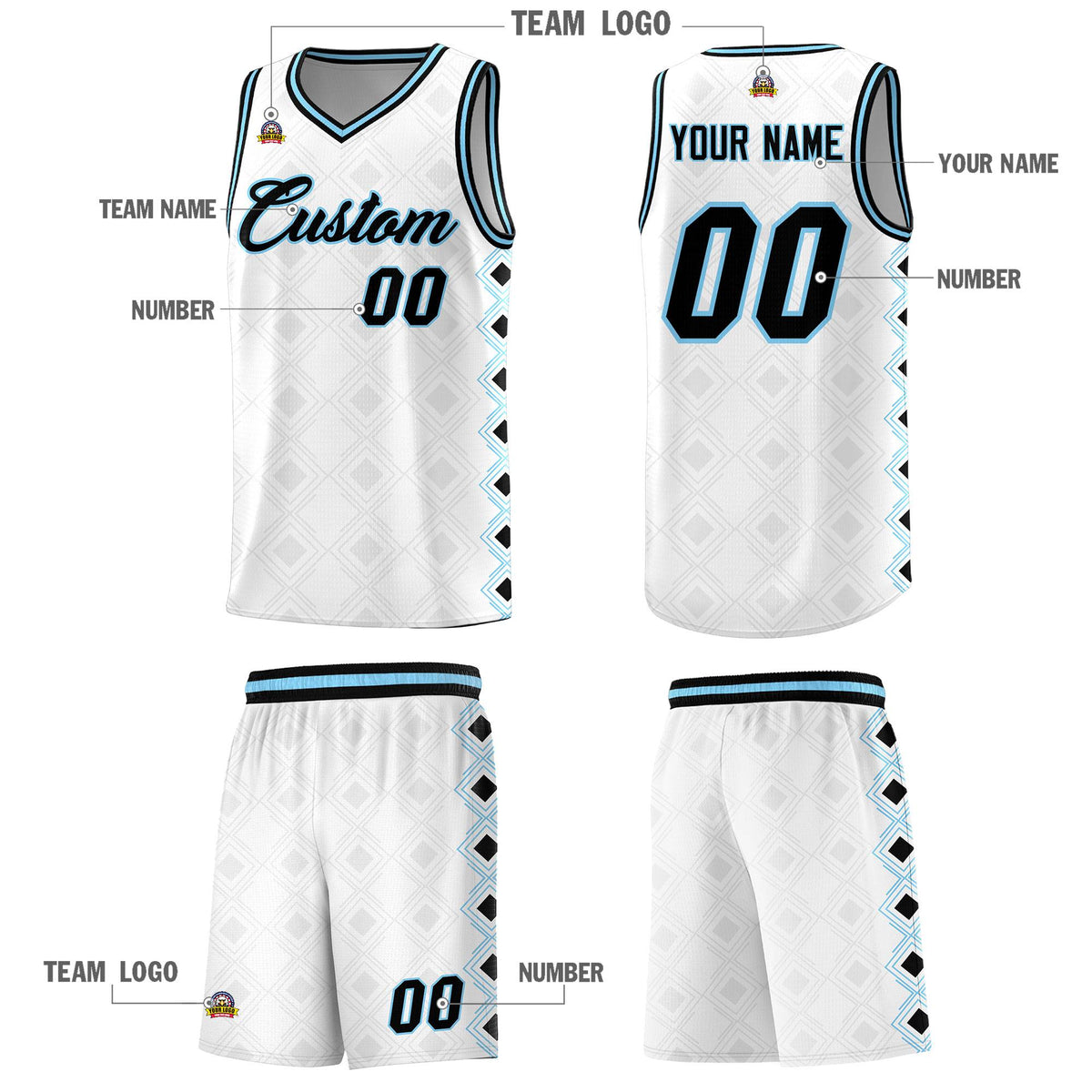 Custom White Side Blocks Sports Uniform Basketball Jersey|KXKSHOP