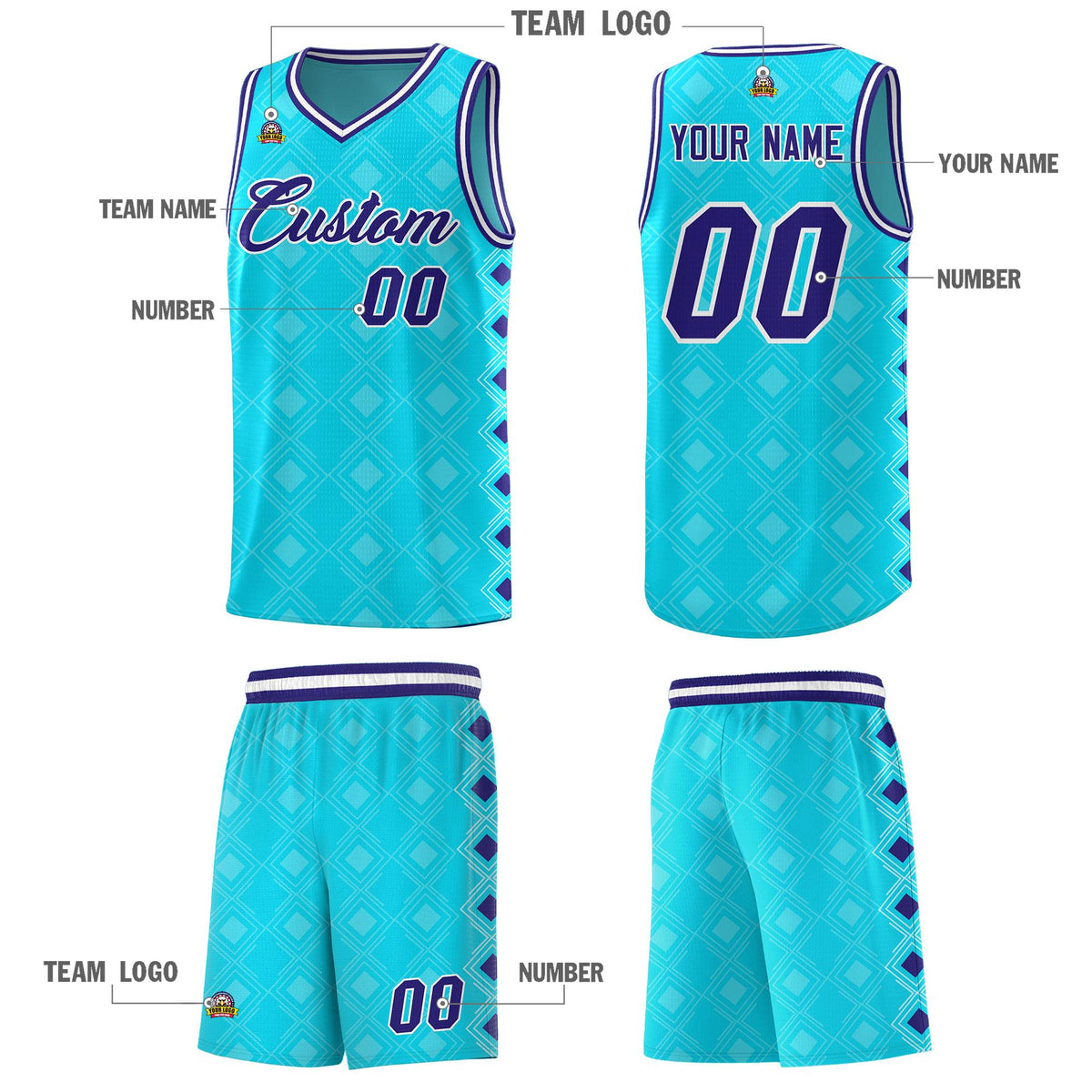 Custom Sky Blue Side Blocks Sports Uniform Basketball Jersey|KXKSHOP