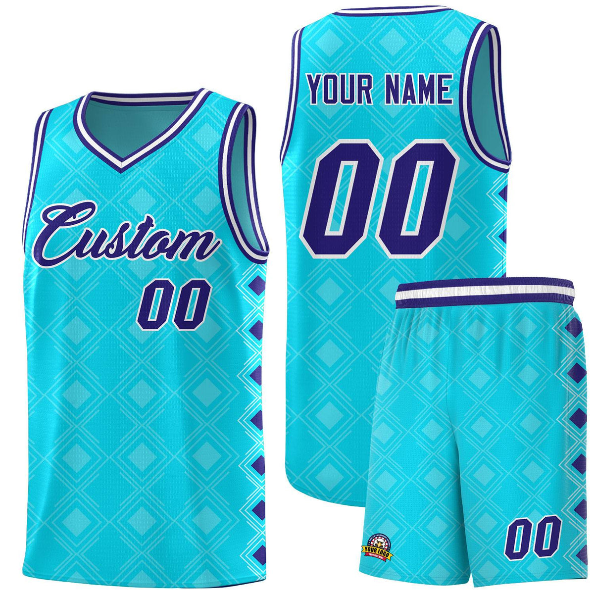 Custom Sky Blue Side Blocks Sports Uniform Basketball Jersey|KXKSHOP
