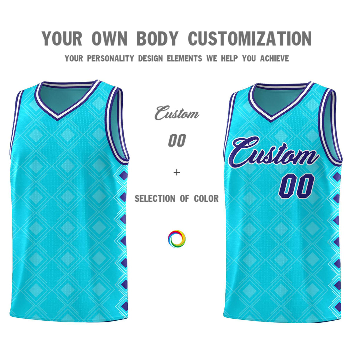 Custom Sky Blue Side Blocks Sports Uniform Basketball Jersey|KXKSHOP