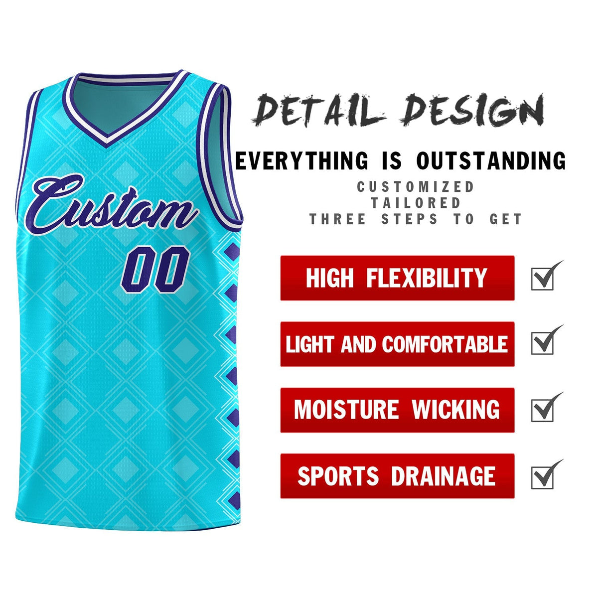 Custom Sky Blue Side Blocks Sports Uniform Basketball Jersey|KXKSHOP