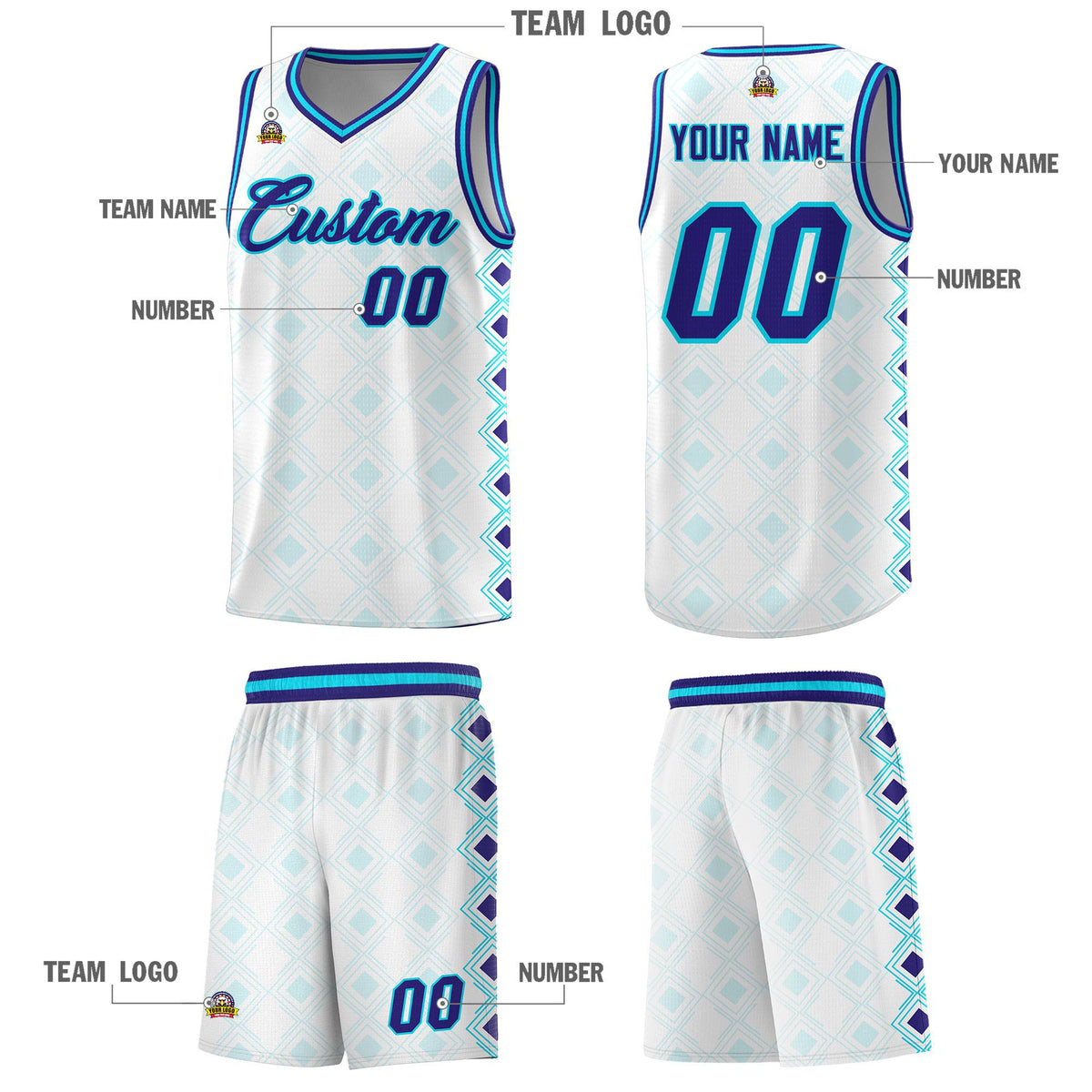 Custom White Side Blocks Sports Uniform Basketball Jersey|KXKSHOP