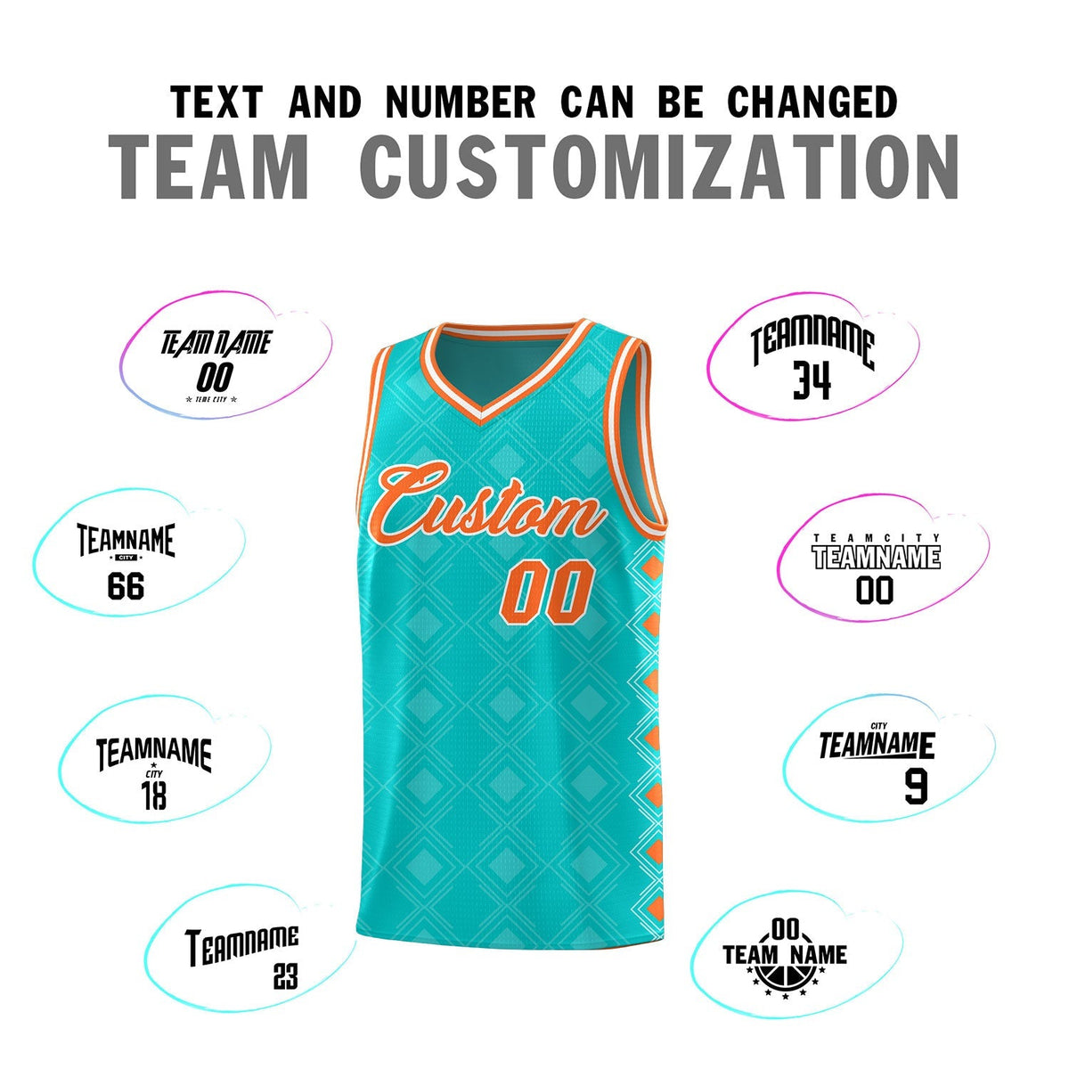 Custom Aqua Side Blocks Sports Uniform Basketball Jersey|KXKSHOP