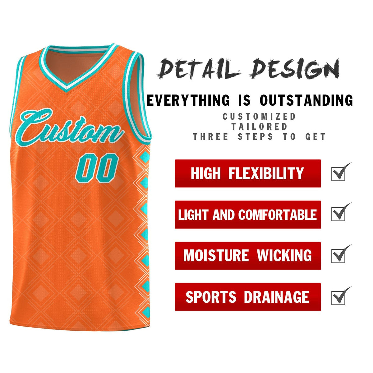 Custom Orange Side Blocks Sports Uniform Basketball Jersey|KXKSHOP