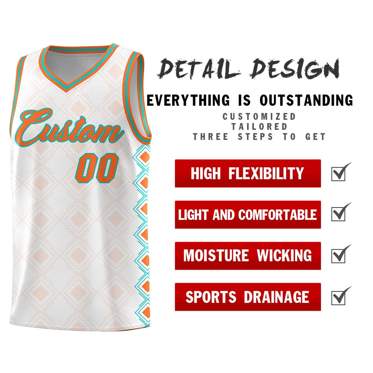 Custom White Side Blocks Sports Uniform Basketball Jersey|KXKSHOP