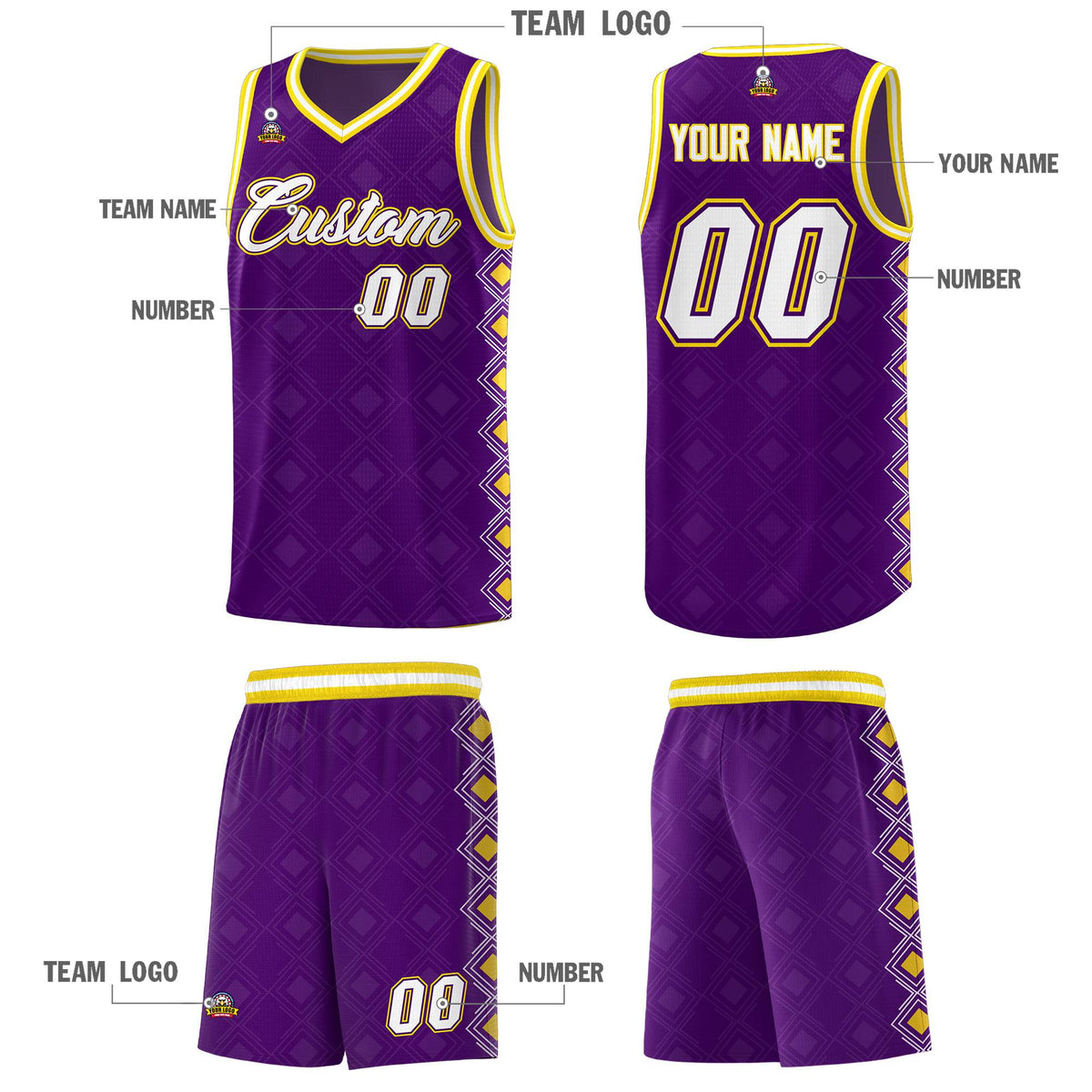 Custom Purple Side Blocks Sports Uniform Basketball Jersey|KXKSHOP
