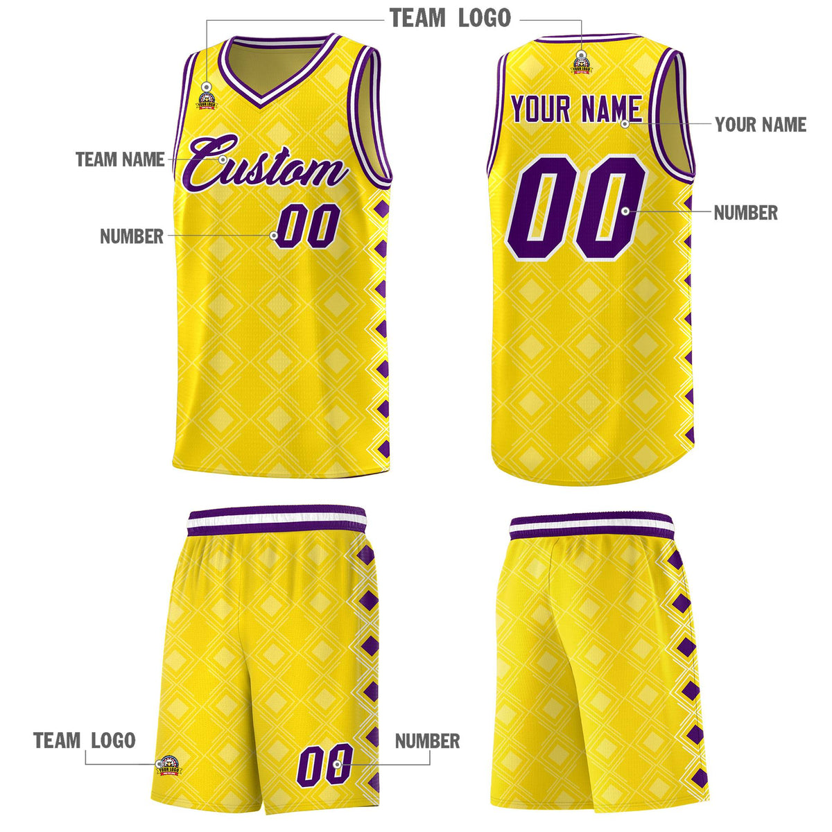 Custom Gold Side Blocks Sports Uniform Basketball Jersey|KXKSHOP