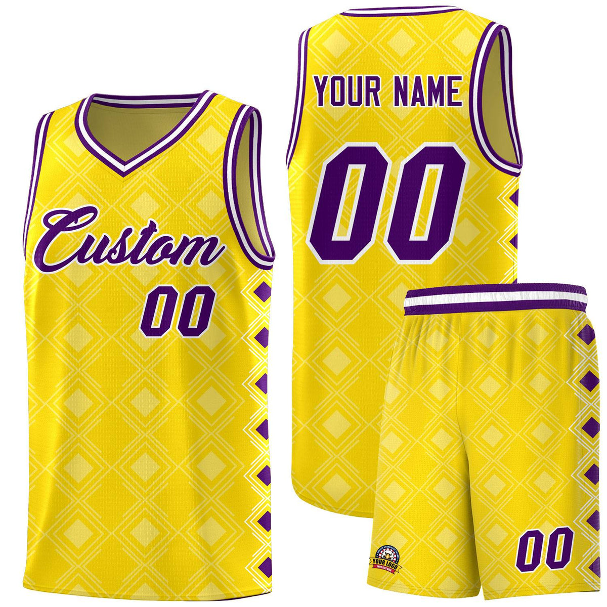 Custom Gold Side Blocks Sports Uniform Basketball Jersey|KXKSHOP