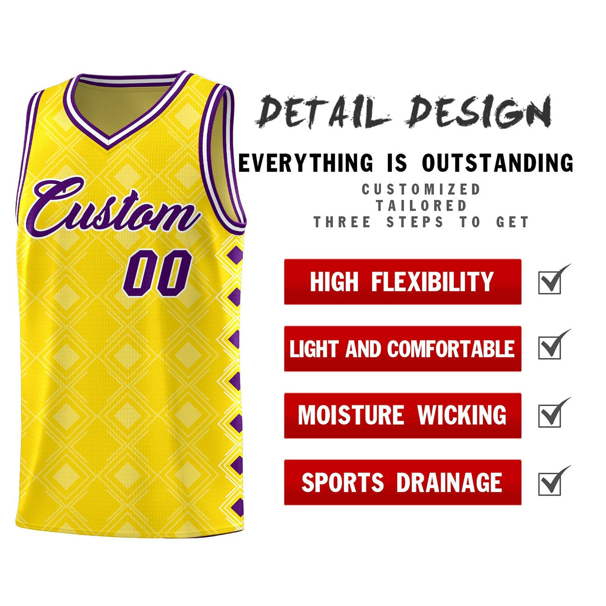 Custom Gold Side Blocks Sports Uniform Basketball Jersey|KXKSHOP