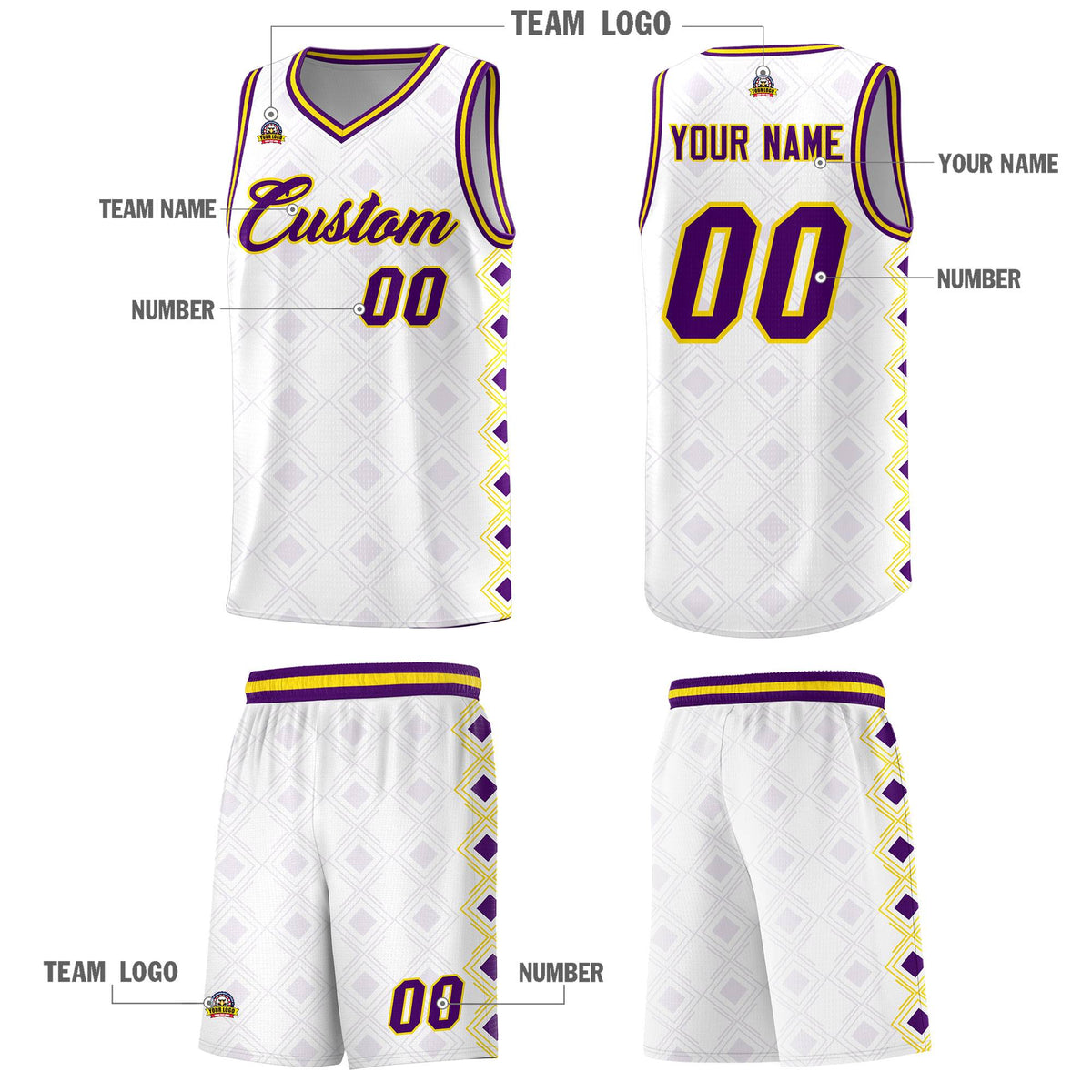 Custom White Side Blocks Sports Uniform Basketball Jersey|KXKSHOP