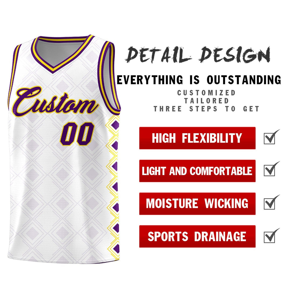 Custom White Side Blocks Sports Uniform Basketball Jersey|KXKSHOP