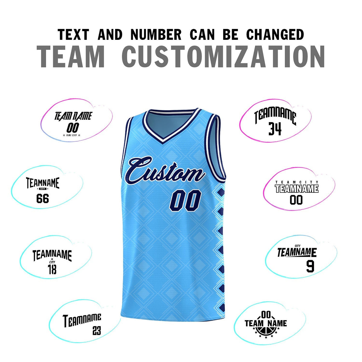 Custom Light Blue Side Blocks Sports Uniform Basketball Jersey|KXKSHOP