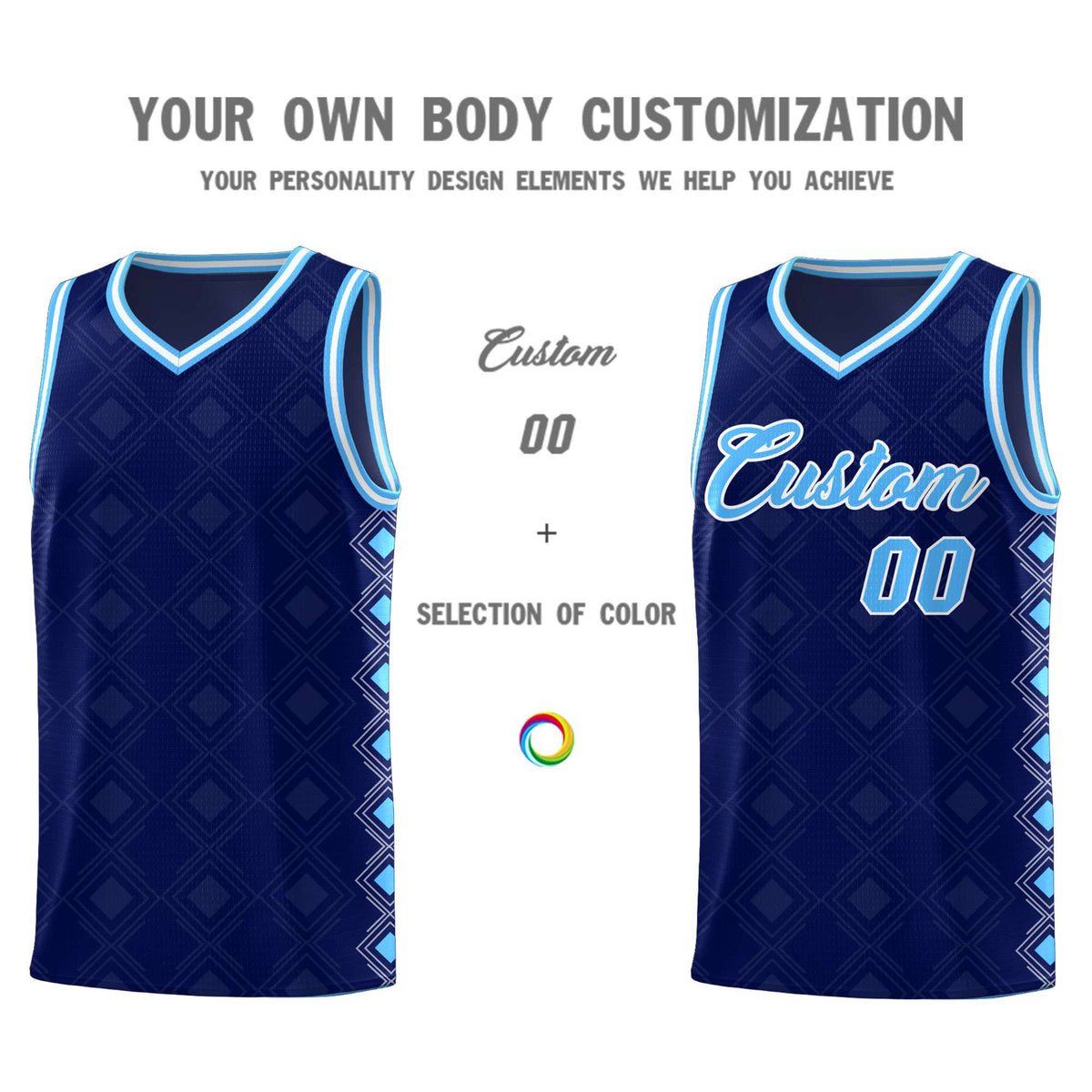 Custom Navy Side Blocks Sports Uniform Basketball Jersey|KXKSHOP