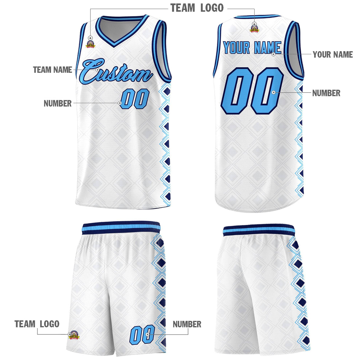 Custom White Side Blocks Sports Uniform Basketball Jersey|KXKSHOP