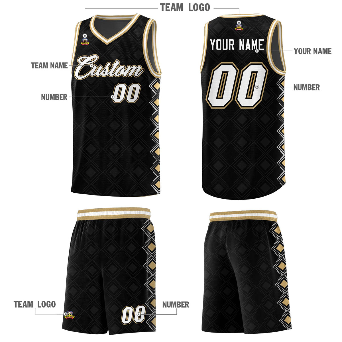 Custom Black Side Blocks Sports Uniform Basketball Jersey|KXKSHOP