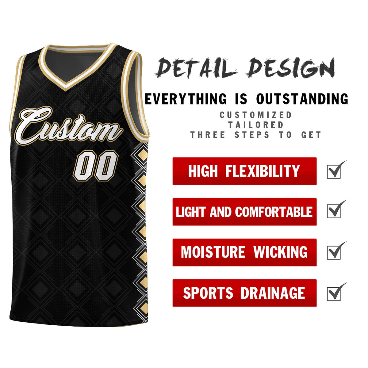 Custom Black Side Blocks Sports Uniform Basketball Jersey|KXKSHOP
