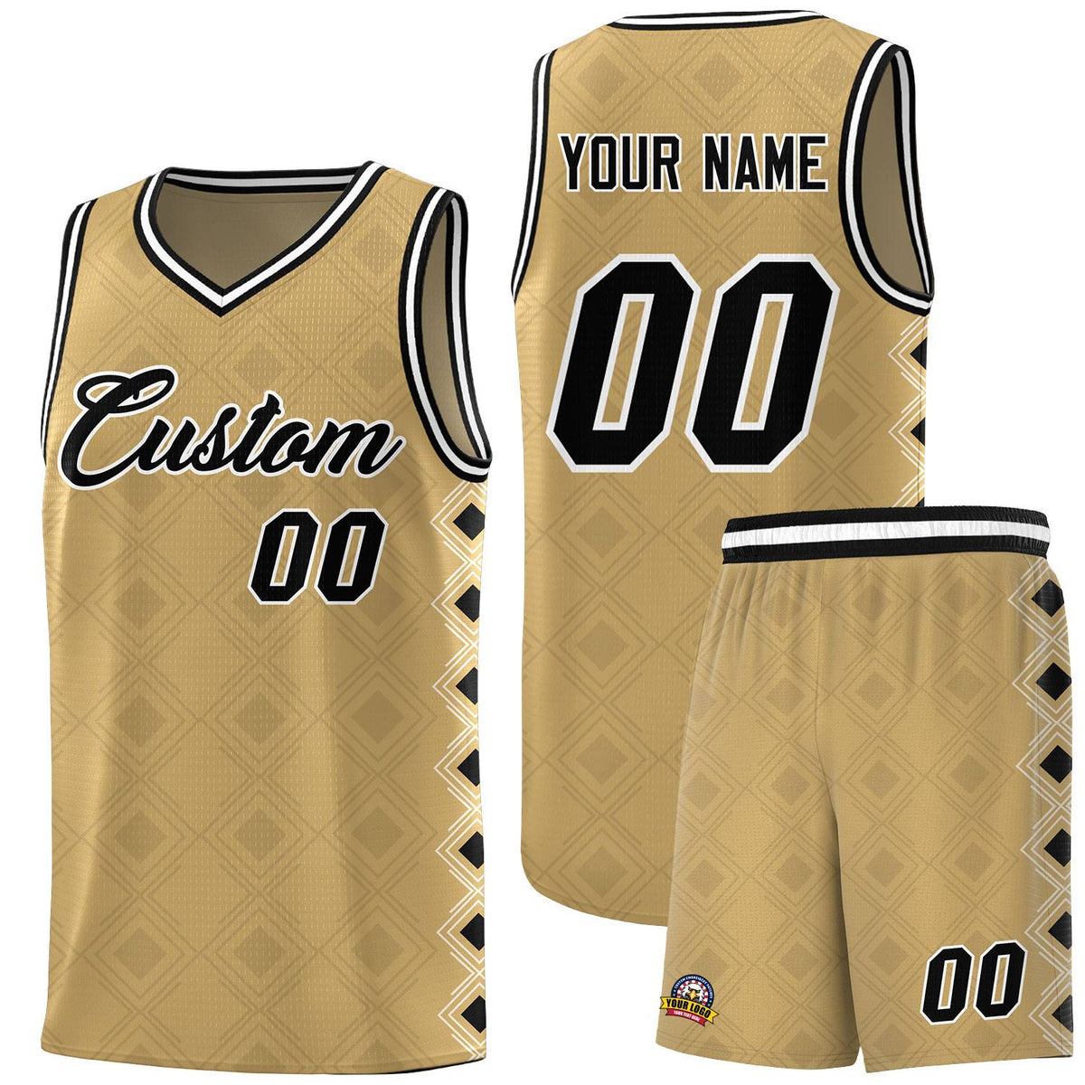 Custom Old Gold Side Blocks Sports Uniform Basketball Jersey|KXKSHOP