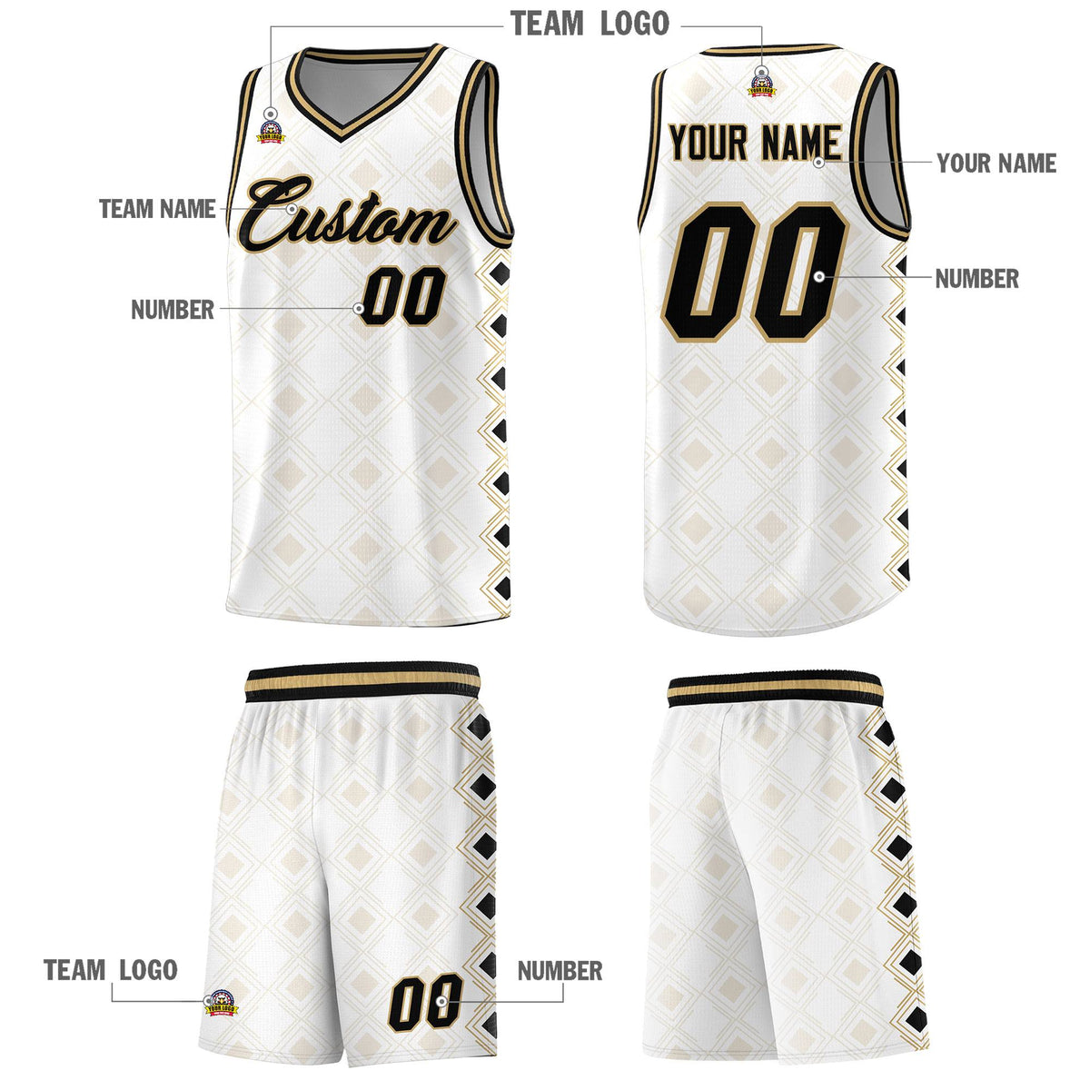 Custom White Side Blocks Sports Uniform Basketball Jersey|KXKSHOP