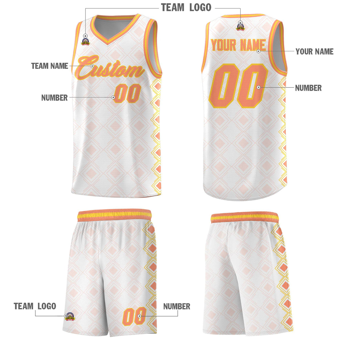 Custom White Side Blocks Sports Uniform Basketball Jersey|KXKSHOP