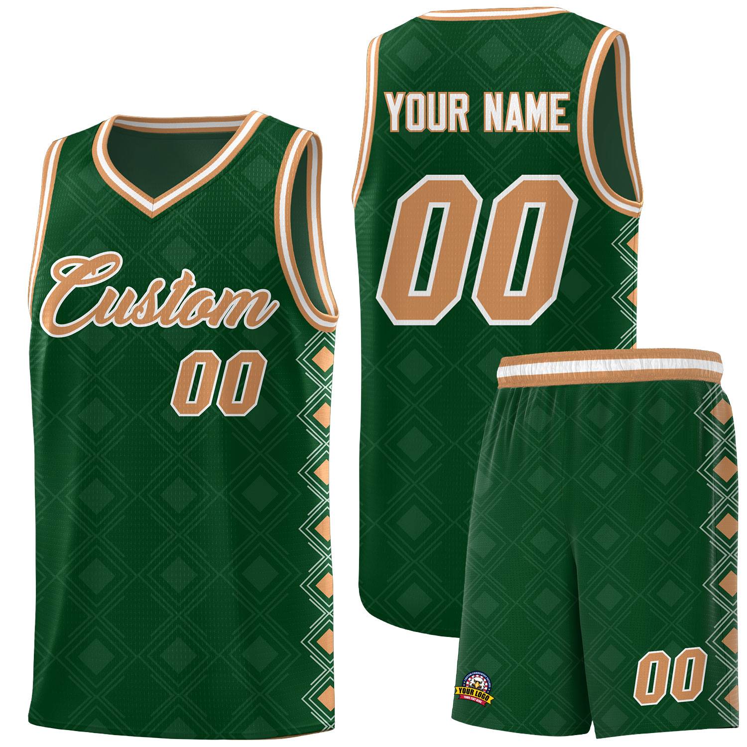 Custom Kelly Green Side Blocks Sports Uniform Basketball Jersey|KXKSHOP