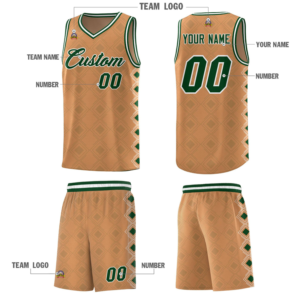 Custom Light Brown Side Blocks Sports Uniform Basketball Jersey|KXKSHOP
