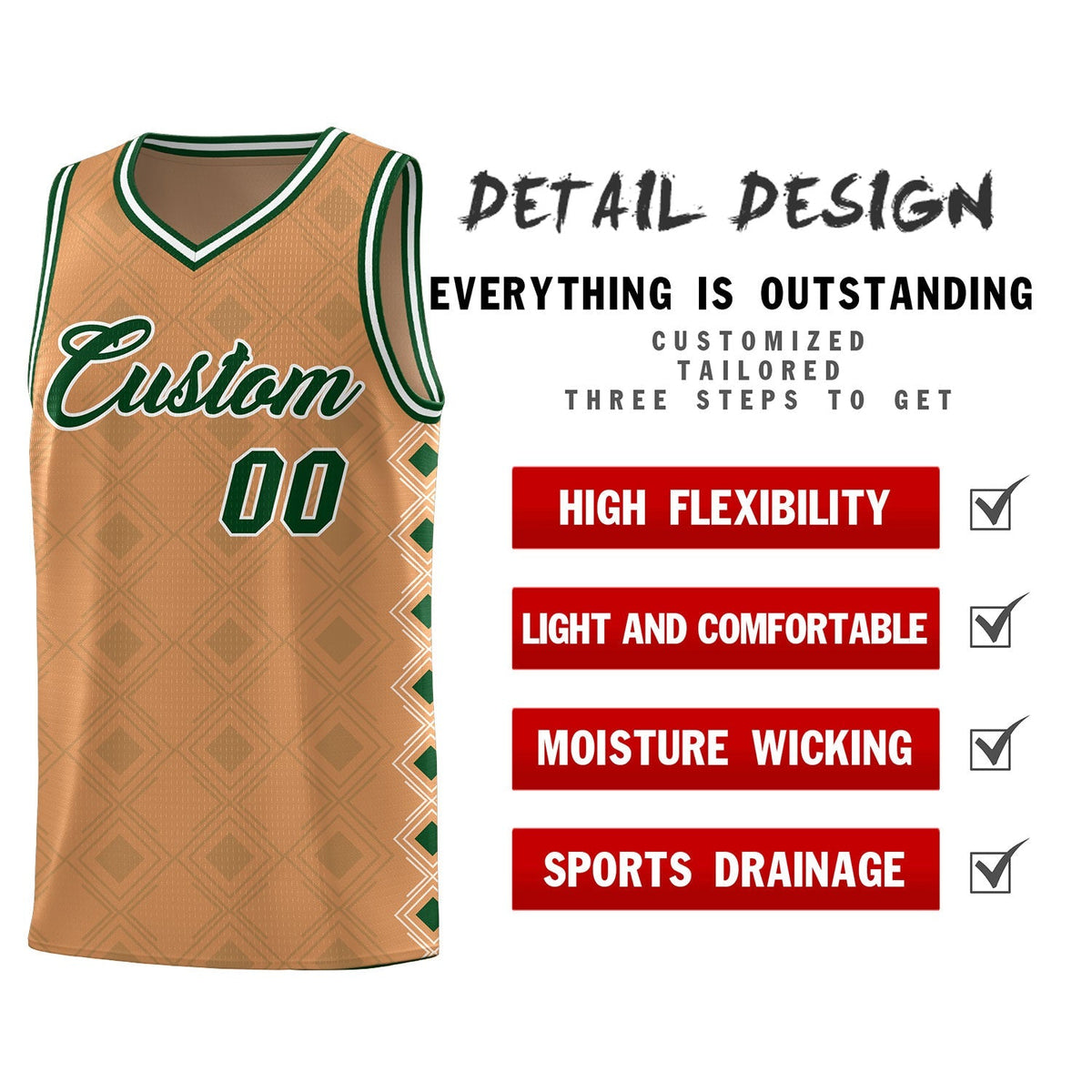 Custom Light Brown Side Blocks Sports Uniform Basketball Jersey|KXKSHOP