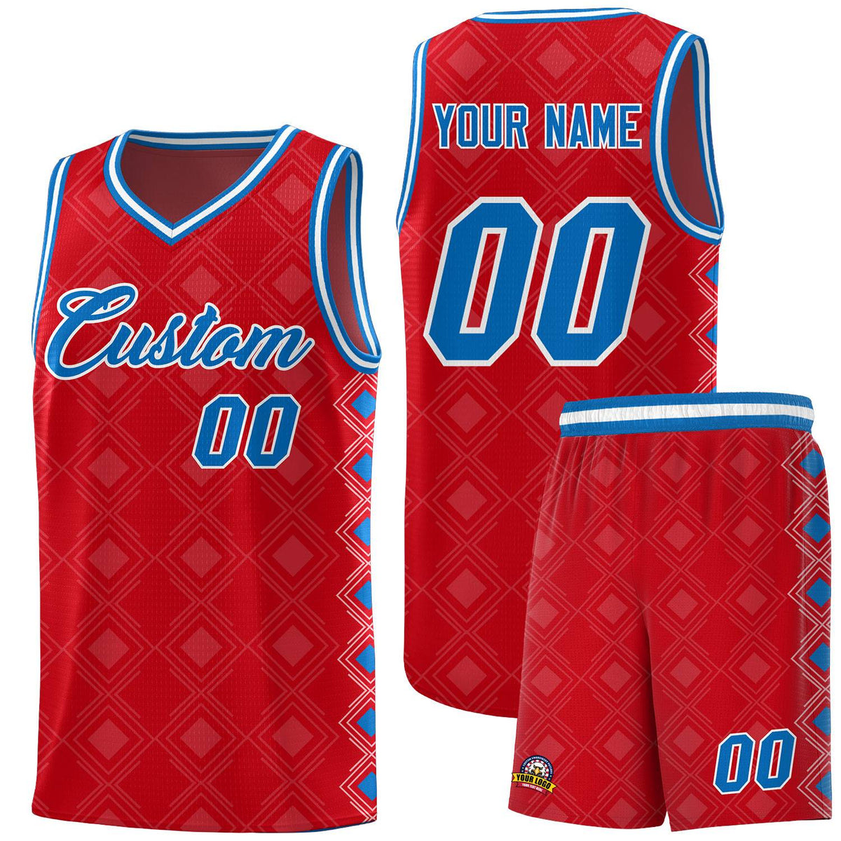 Custom Red Side Blocks Sports Uniform Basketball Jersey|KXKSHOP