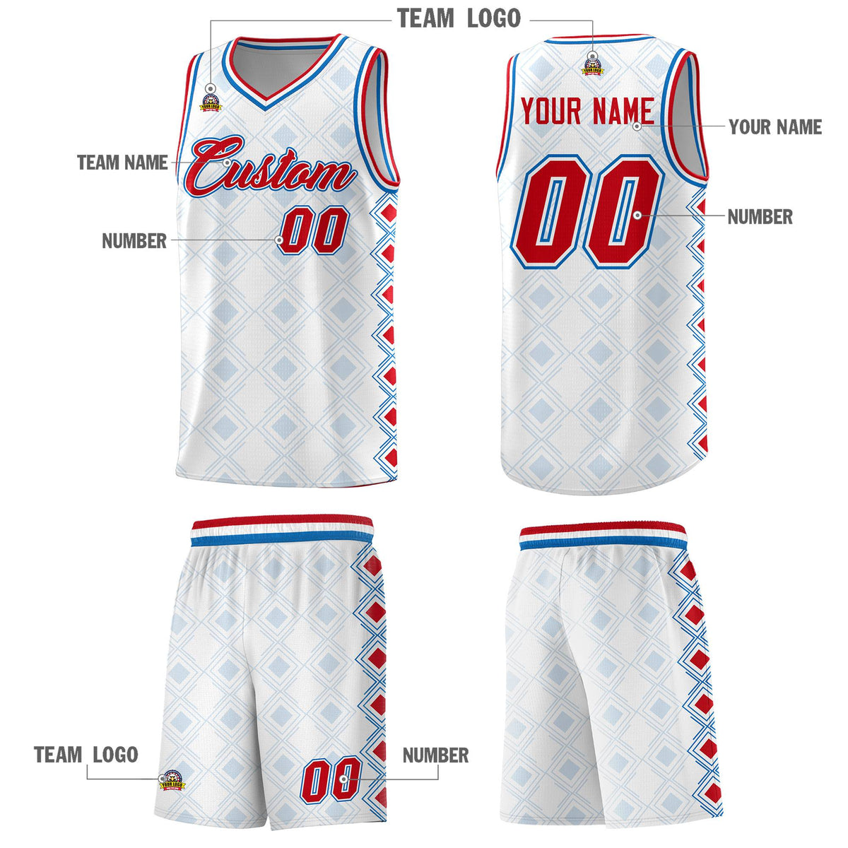 Custom White Side Blocks Sports Uniform Basketball Jersey|KXKSHOP