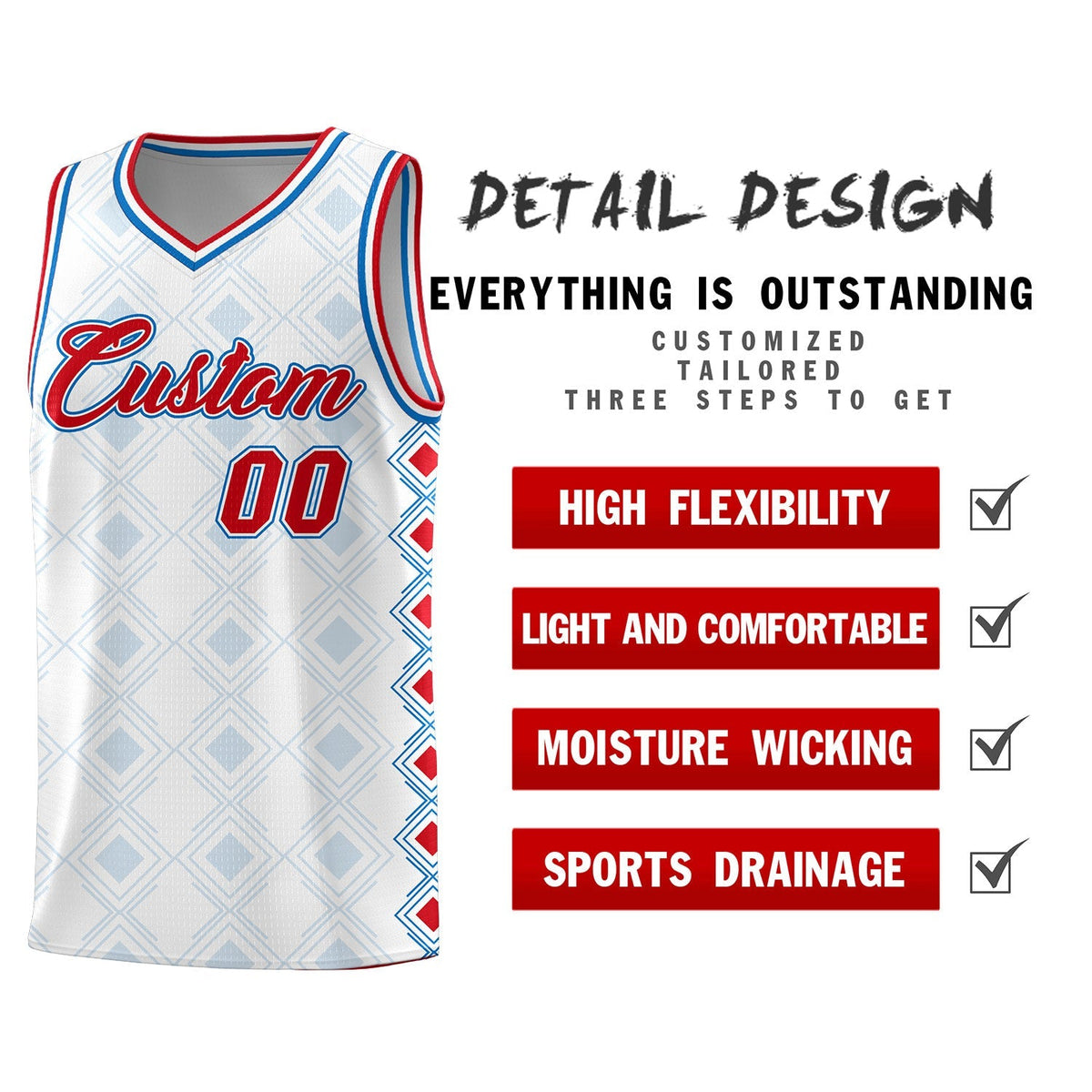 Custom White Side Blocks Sports Uniform Basketball Jersey|KXKSHOP
