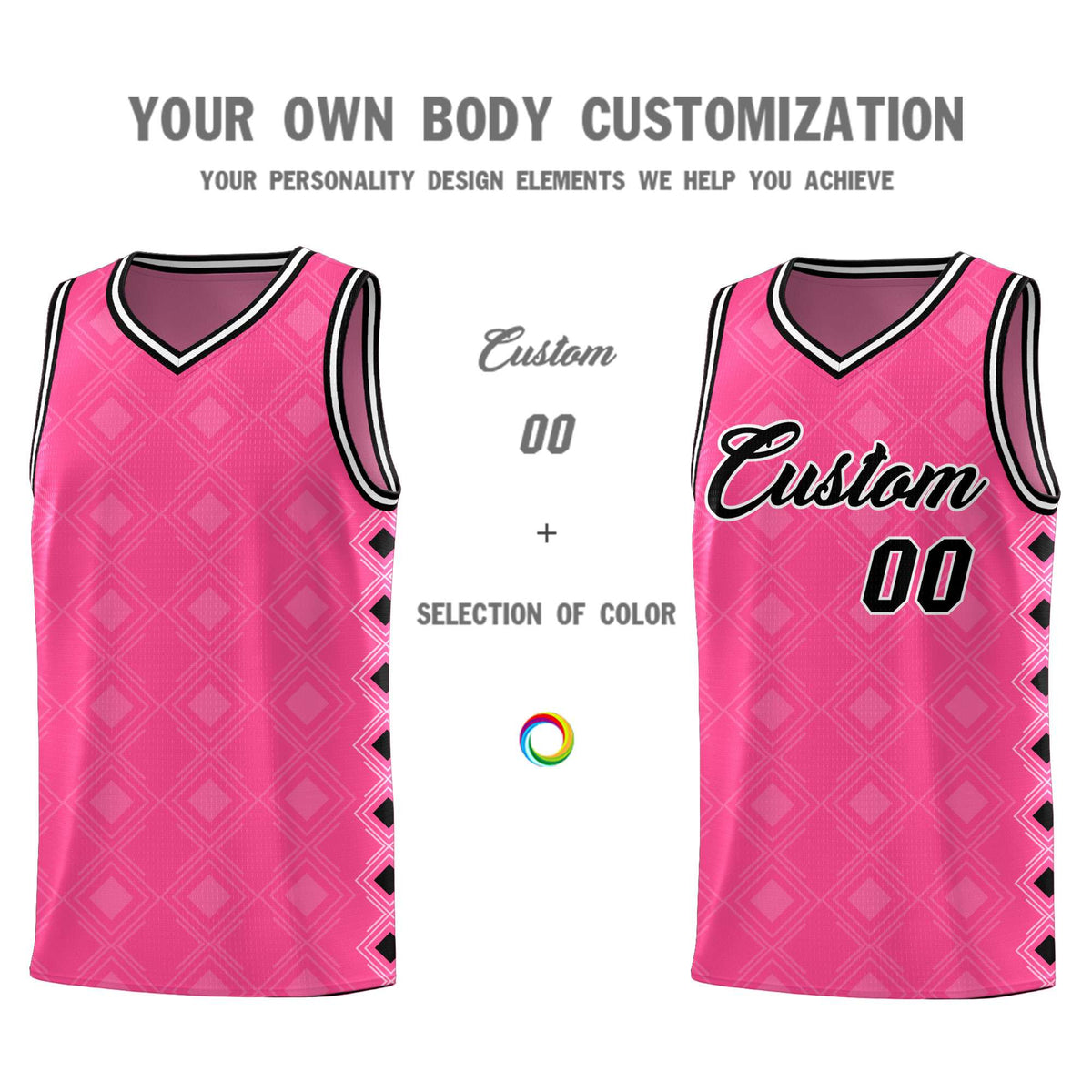 Custom Pink Side Blocks Sports Uniform Basketball Jersey|KXKSHOP